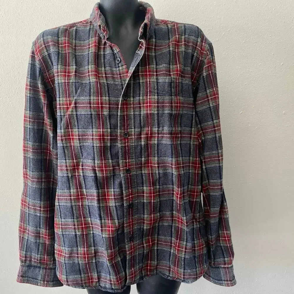 L.L.Bean Plaid Flannel Shirt Men’s L Traditional Fit Button Down Winter Outdoors